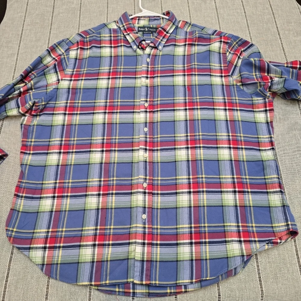 Polo Ralph Lauren Men's 3xbig Classic Fit Flannel Shirt Blue Plaid